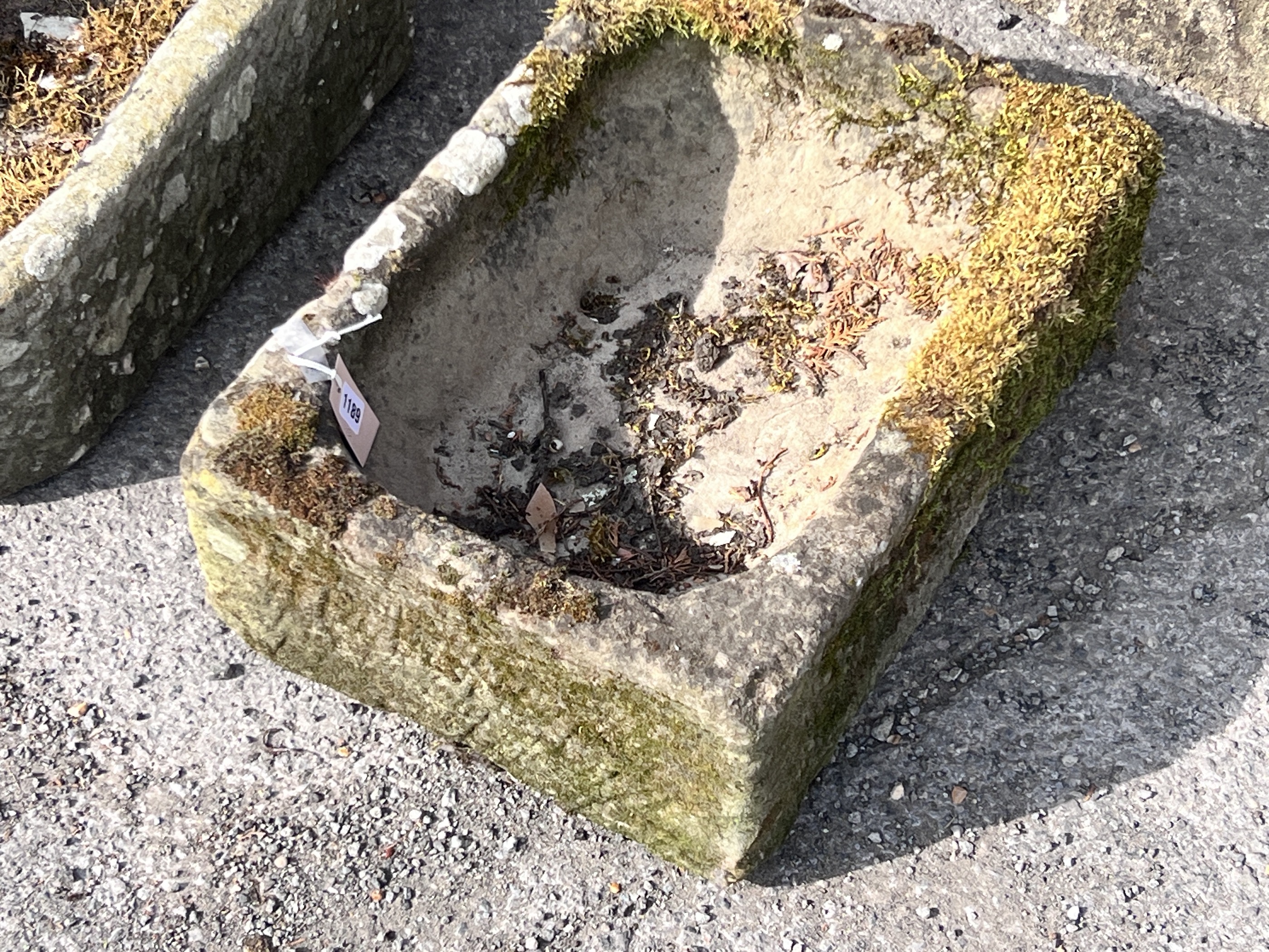 A stone trough, length 56cm, height 39cm